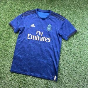 Adidas Fly Emirates Madrid Real A Soccer Jersey Blue & Gold Men's Size M